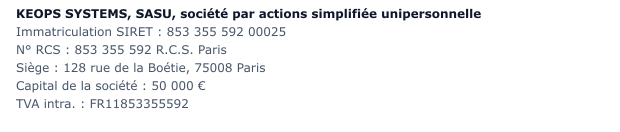 Informations éditeur du site