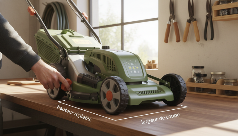 Tondeuse sur batterie : le guide complet 2026 : Largeur de coupe et hauteur réglable : les bons réglages